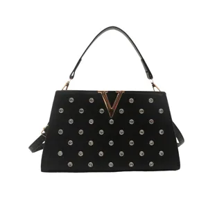 Sac à main noir à rivets pour femme de luxe design sac bandoulière avec logo V doré élégant