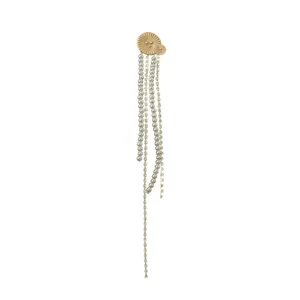 Spilla con nappina perle strass oro stile corte vintage elegante per giacca da donna.