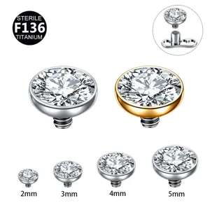 Titanium Alloy Zircon Dermal Anchor Piercing Jewelry M1.2 Thread Skin Nail Stud Body Piercing Accessories