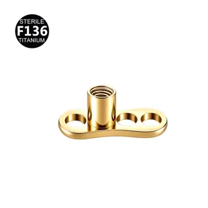 Gold titanium dermal anchor top micro body piercing microdermal implant jewelry part