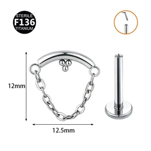 F136 Titan Piercing Kette Ohrstecker Labret Körperschmuck hypoallergenes Design