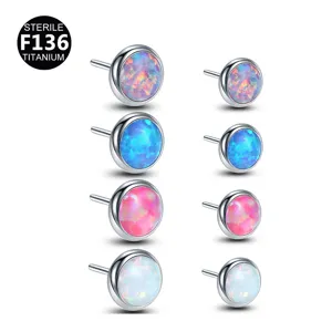 Tops de Repuesto para Piercing de Titanio F136 con Opalo Sintetico para Oreja
