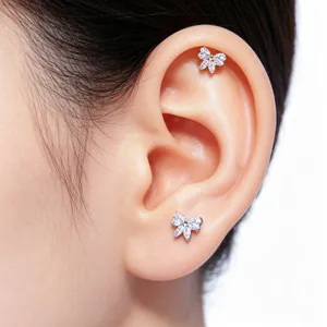 Titanio Zirconia Fiocco Cartilagine Orecchino Piercing Gioiello Corpo Vista Dettaglio
