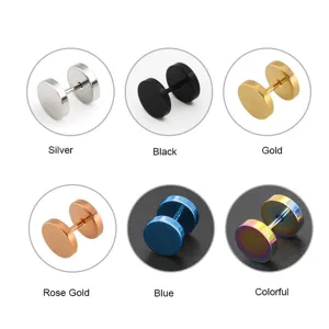 Orecchini a Bottone a Bilanciere in Acciaio Inossidabile Stile Manubrio Punk Gioielli da Piercing per Orecchio Geometrici Disco Rotondo per Regalo Unisex