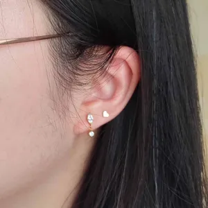 Colgante marquise de titanio y pendientes de corazón, estilo piercing punk.