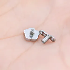 316L stainless steel flower dermal anchor top body piercing jewelry component detail shot