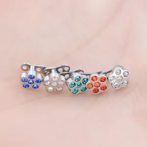 316L stainless steel crystal floral dermal anchor body piercing jewelry multi color
