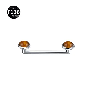 Titanium dermal anchor top with natural stone detail, precise right-angle piercing jewelry.