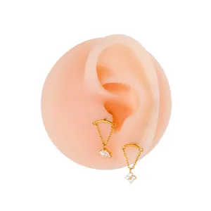 Titaniumlegierung Kristall Kette Anhänger Piercing Ohrring Detailansicht, Körperschmuck.