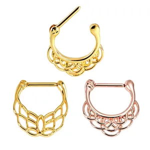 Anneau de Nez en Acier Inoxydable 316L Fleur Dentelle Géométrique Septum Anneau Corps Piercing Mode Bijoux Pour Femmes