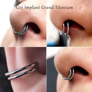 Double anneau de nez septum piercing en acier chirurgical bijoux de corps en detail