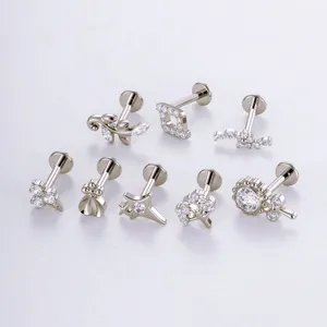 F136 Titaan Zirconia Labret Stukken Kraakbeen Piercing Lichaam Sieraden Set Hoofdweergave