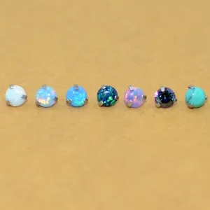Titanium microdermal piercing top replacement jewelry with colorful opal and turquoise stone.