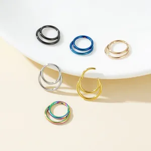 Edelstahl Doppelreifen Septum Ring Knorpel Ohrring Körper Piercing Schmuck Set mehrfarbig