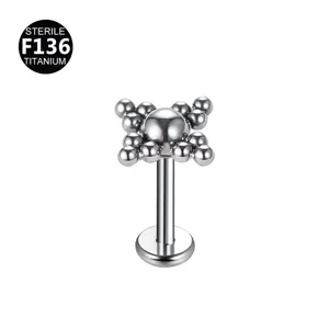 Prachtig titanium F136 cluster labret kraakbeen oor piercing sieraad gedetailleerd