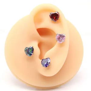 F136 Titan Legierung Herz Zirkon Piercing Ohrring, bunte Kristall Knorpel Body Schmuck Detail