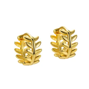 Goldene Blatt-Creolen für Damen, Edelstahl Knorpel Piercing Schmuck Hauptbild Produkt.