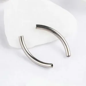 Titanium curved bar detail closeup body piercing replacement jewelry component 8-12mm