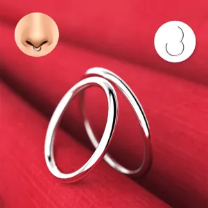 316L Stainless Steel Septum Ring Hinged Clicker Nose Ring Body Piercing Jewelry Detail View