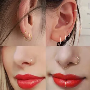Roestvrijstalen piercing ringen set, dunne staaf 0,8 mm hoepel voor neus, oor en lip sieraden stukken.