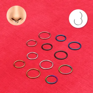 Stainless steel seamless captive bead septum ring nose hoop body piercing jewelry set assorted colors