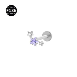 F136 Titanium Ster Piercing Sieraad Lichaam Piercing Kraakbeen Oorbel Lipsteker Nieuw