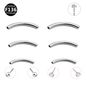 F136 titanium curved barbell and threaded ball ends body piercing jewelry replacement parts wholesale