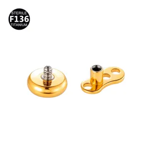 F136 titanium dermal anchor piercing jewelry detail shot, showing high polish implant grade top and base.