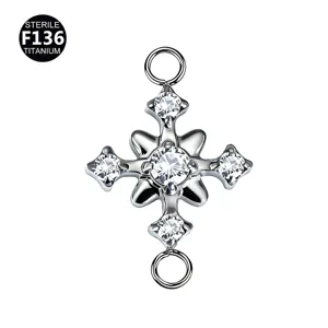 F136 titane étoile croix fleur piercing bijoux pendentif boucle d'oreille DIY accessoire