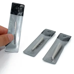 Stainless steel body piercing taper stretching pin detail, smooth polished metal surface.