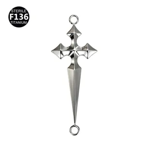 Pendentif croix poignard en titane F136 accessoire de bijoux de piercing DIY pour boucles