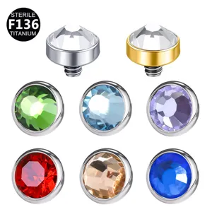Cabezal de Microdermal de Titanio F136 Circonia Rosca Interna Joyas de Piercing Accesorios para Hombre Mujer