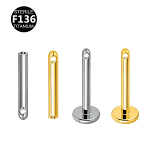 F136 Titan Seitengewinde Verstellbar Lippenstecker Basis Flacher Pfosten Piercing Schmuck Ohrring Zubehör Ersatzteile