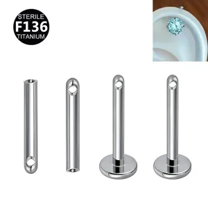 F136 Titan Piercing Stab flache Rückseite Labret Stecker Ersatzteil Detail Ansicht
