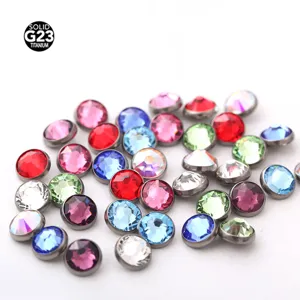 Accesorio de joyería para piercing microdermal plano con gema de titanio durable