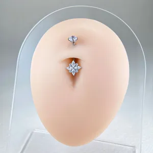 Piercing Ombligo Titanio F136 Circonita Copo Nieve Joya Cuerpo Mujer Elegante Nuevo