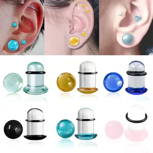 Glas Pilz Ohr Expander Piercing Schmuck Mit Gummi O-Ring Taper Stecker Ohrring Nasenstecker Für Body Jewelry Zubehör