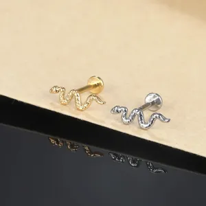 Anatomical piercing labret φιδί από ανοξείδωτο ατσάλι μπάρα 1.0mm σε χρυσό και ασημί