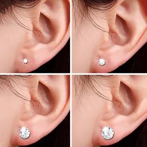 Boucles d'oreilles clous en zirconium et titane, bijoux piercing solitaire brillant.