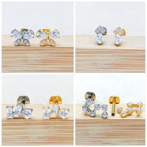 F136 Titan Zirkonia Schmetterling Labret Stecker Knorpel Ohrring Piercing Schmuck Set