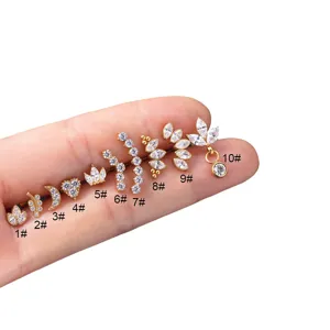 F136 Titan Zirkonia Knorpel Ohrring Labret Stecker Piercing Schmuck verschiedene Stile.