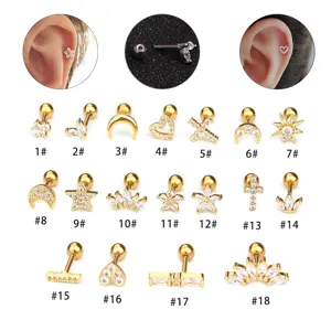 Minimalistischer Edelstahl Knorpel Ohrring Für Damen Herren Geometrischer Stern Strass Eingelegter Piercing Stecker Modischer Körperschmuck Geschenk