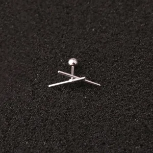 Edelstahl Körperpiercing Schmuck Detailansicht, silberner Barbell Ohrstecker Art.