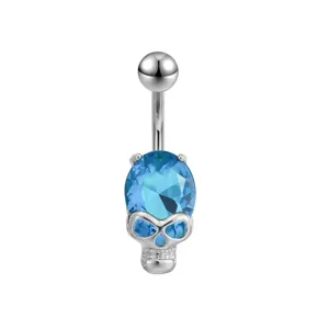 Acero Inoxidable 316L Gema Azul Calavera Piercing Ombligo Anillo Para Ombligo Joyería