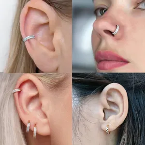 F136 titanium piercing set, kristallen oorringen, neusringen en mooie oormanchetten.