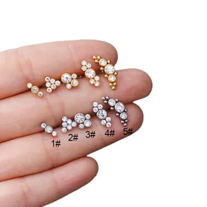 Edelstahl Knorpel Helix Piercing Ohrringe mit klaren Strasssteinen in mehreren Stilen.
