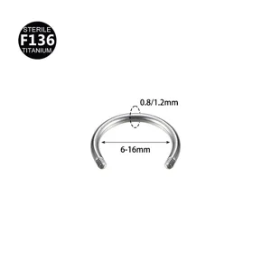 Titanium Hufeisenring Piercing Schmuck, 0.8/1.2mm Stärke, 6-16mm Innendurchmesser ideal.