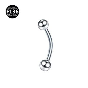 Barra curva de titanio anillo para ombligo piercing ceja joya corporal metálica estéril