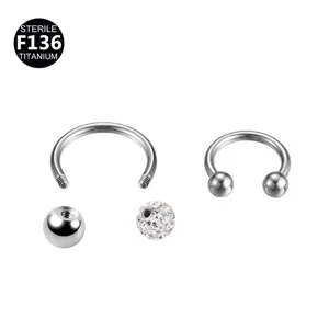 Detailansicht von F136 Titan Hufeisenring Piercing Schmuck und Ersatzkugeln Set hier.