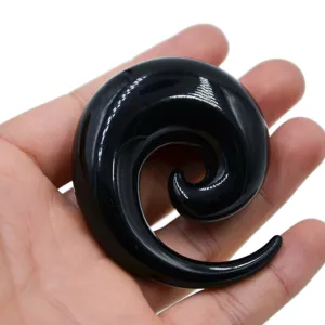 Schwarzer Acryl Spiral Ohr Dehner Piercing Schmuck Plug Tunnel Expander Ohrschmuck Stange.